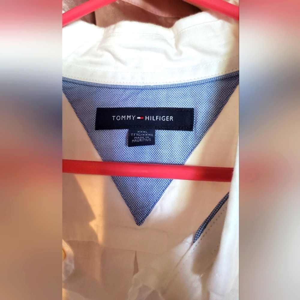 Tommy Hilfiger Mens White Button Down Long Sleeve Shirt XXXL 3XL Classic